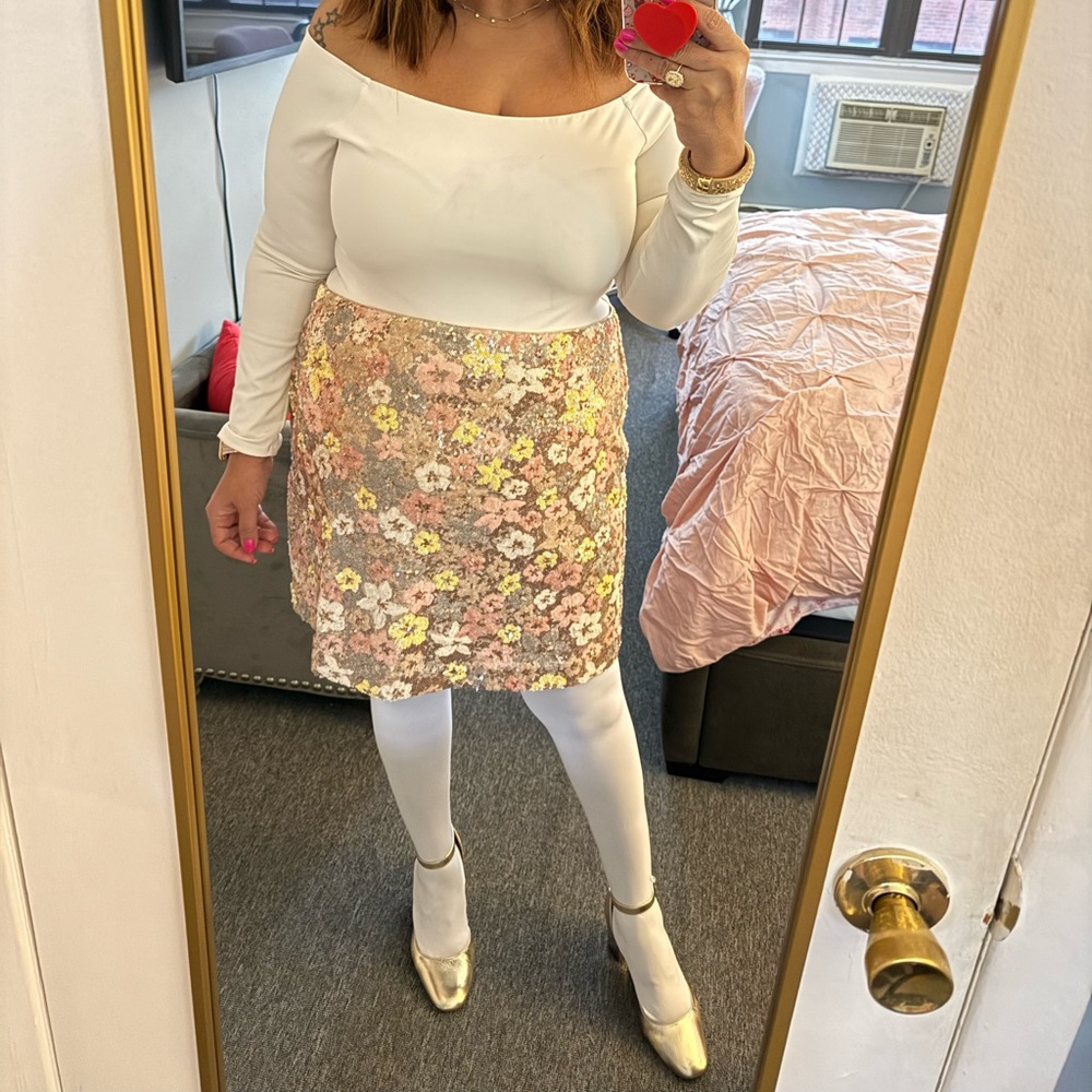 LOFT Floral Mini Skirt -Sequins